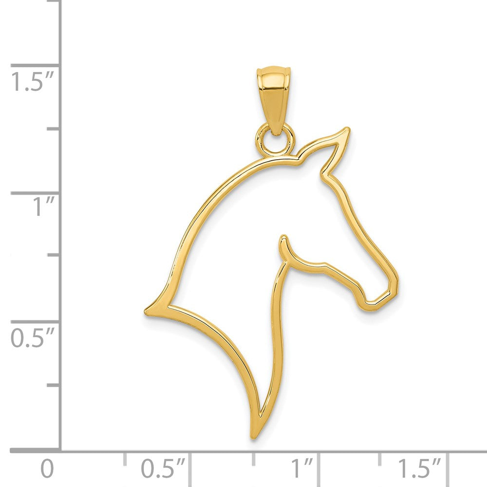 14K Gold Cut-Out Horse Head Necklace Pendant - Charlie & Co. Jewelry