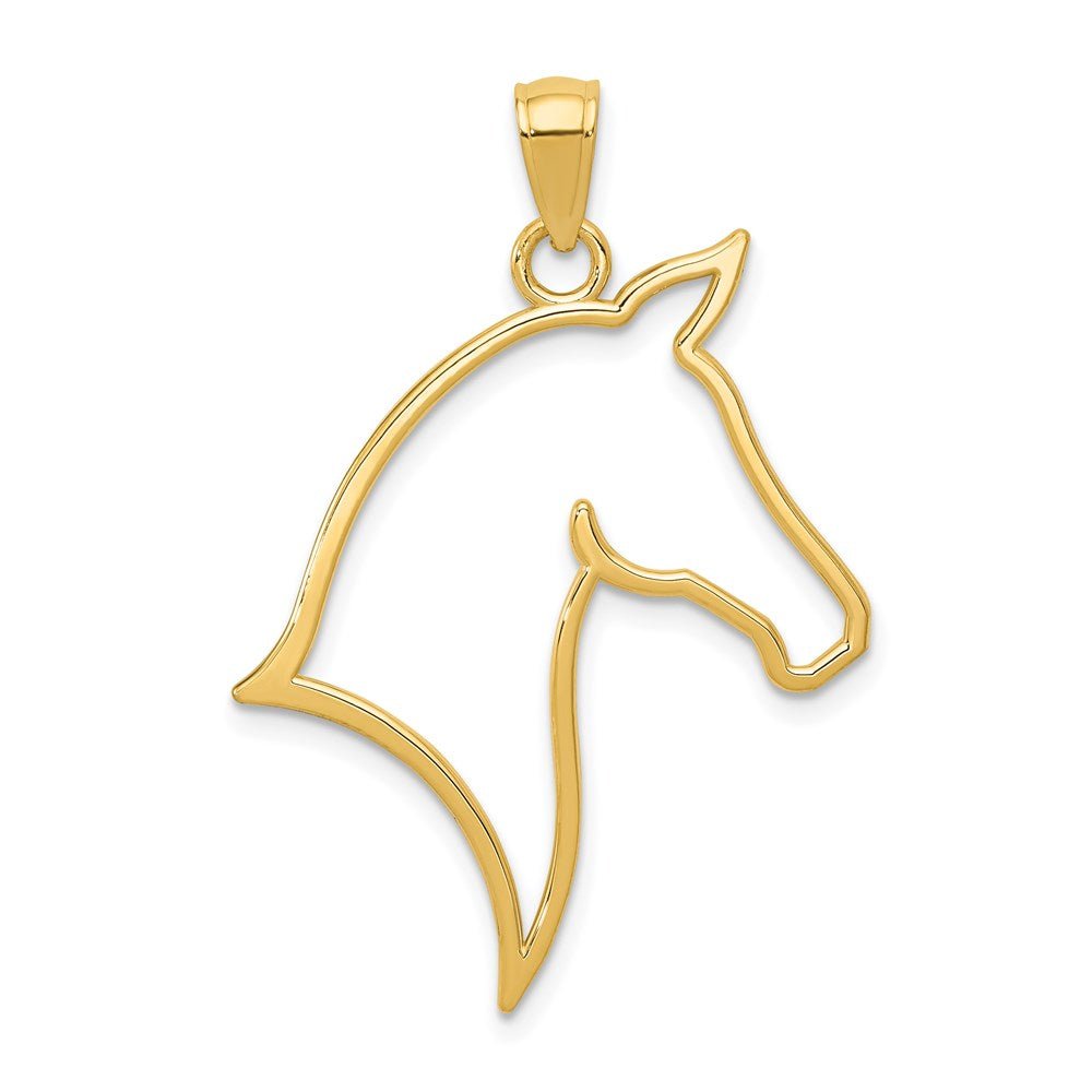 14K Gold Cut-Out Horse Head Necklace Pendant - Charlie & Co. Jewelry