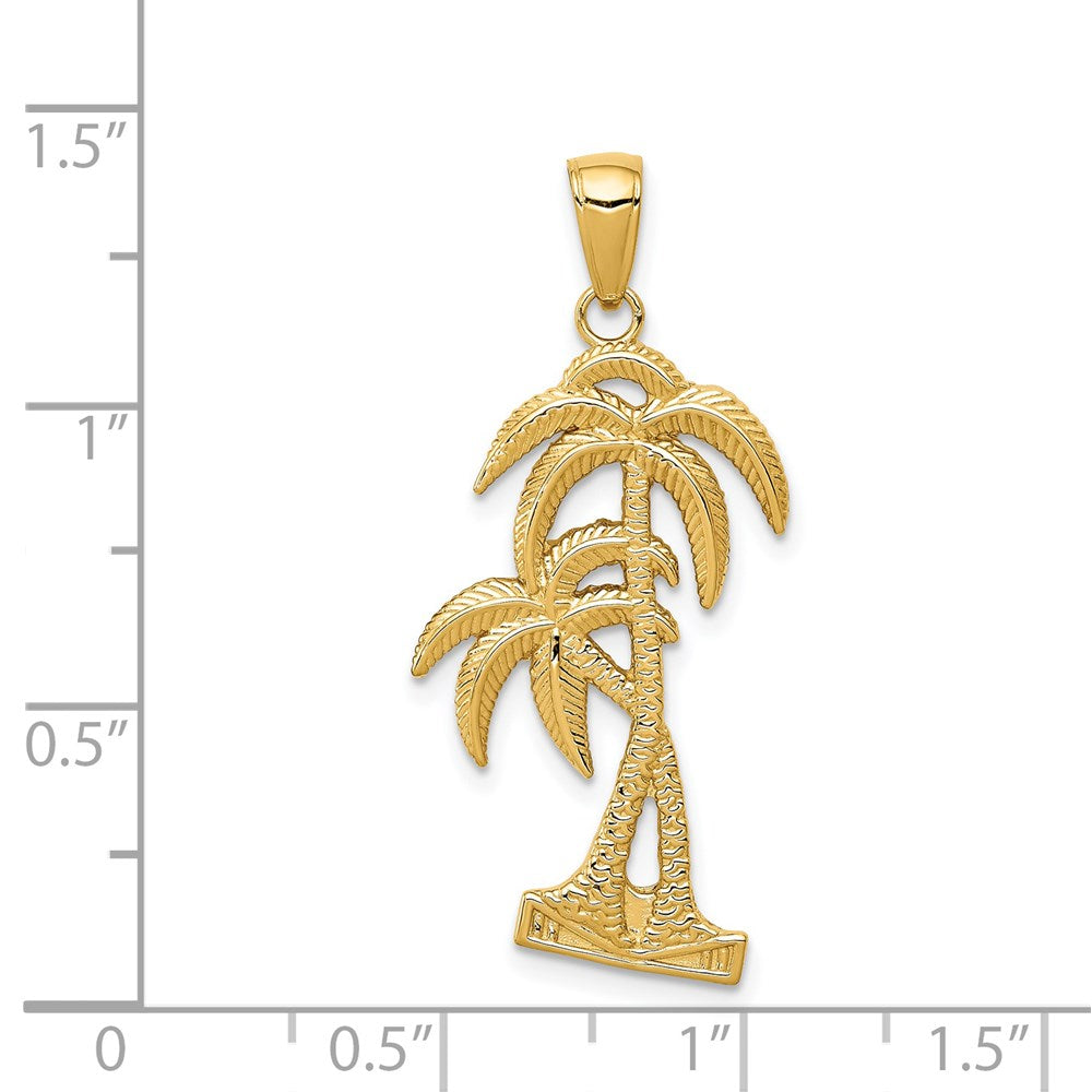 Charlie & Co Jewelry | 14k Polished / Textured Palm Trees Pendant - Model D4406