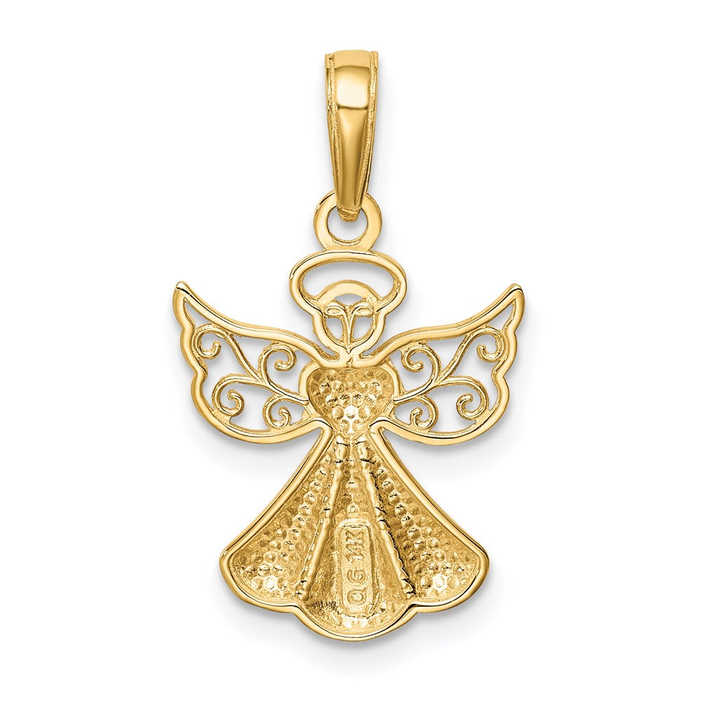 Charlie & Co Jewelry | 14k Polished/textured Guardian Angel W/heart Pendant - Model D4420