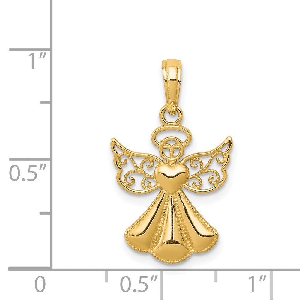 Charlie & Co Jewelry | 14k Polished/textured Guardian Angel W/heart Pendant - Model D4420