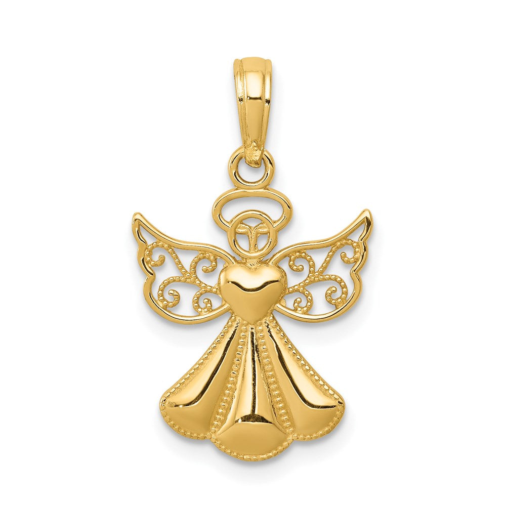 Charlie & Co Jewelry | 14k Polished/textured Guardian Angel W/heart Pendant - Model D4420