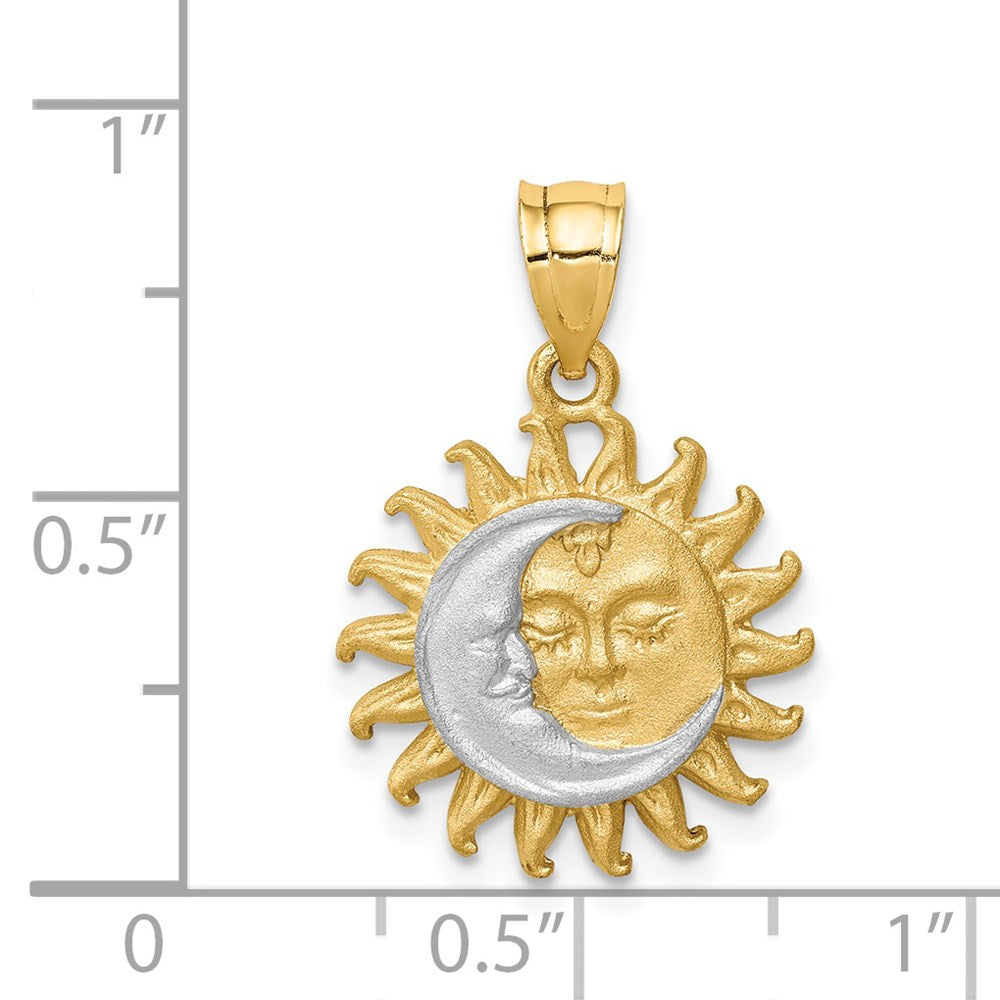 Yellow and White Gold Sun and Moon Necklace Pendant Model-D4447 - Charlie & Co. Jewelry