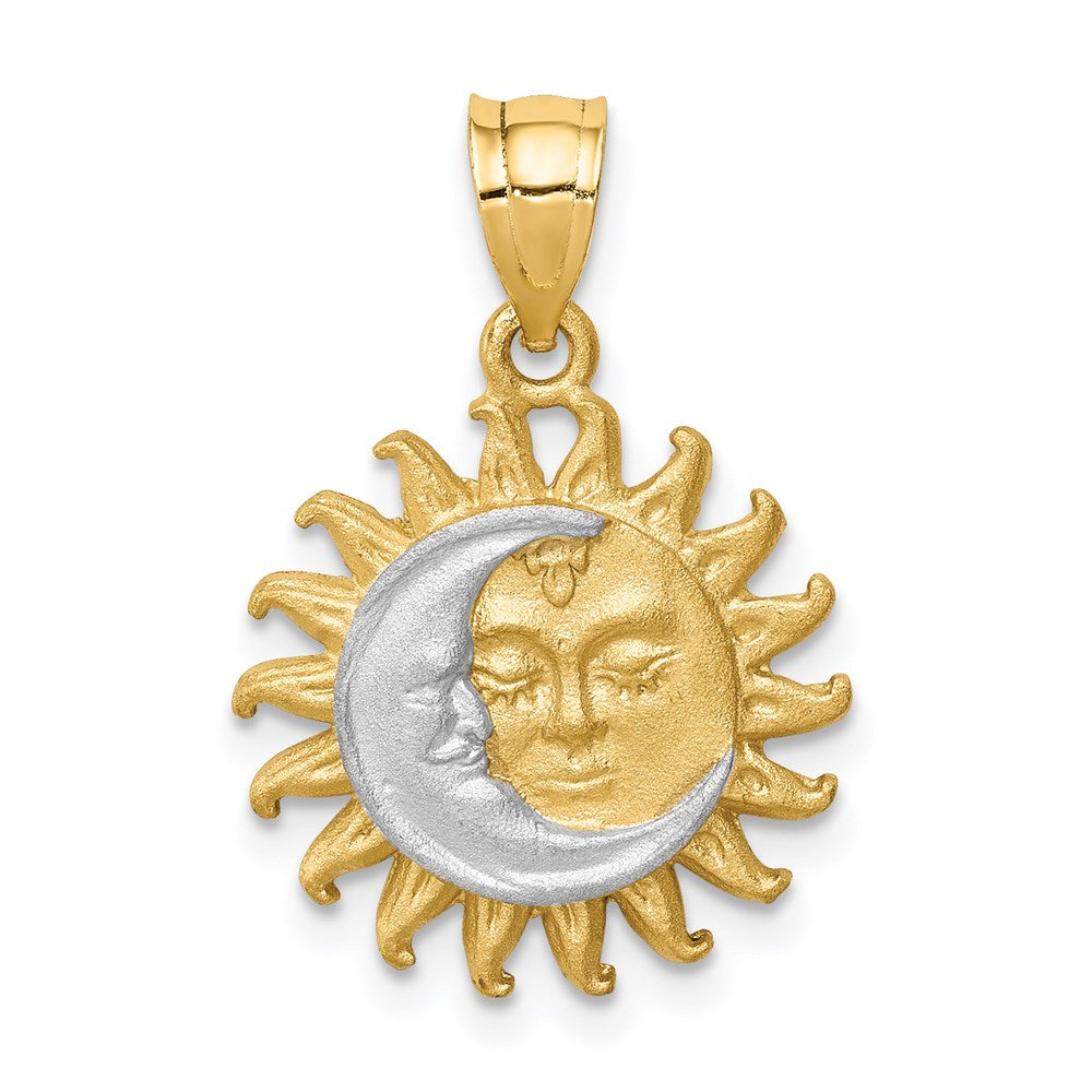 Yellow and White Gold Sun and Moon Necklace Pendant Model-D4447 - Charlie & Co. Jewelry