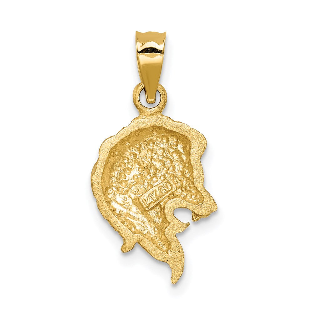 Gold Brushed Diamond-Cut Lion Head Pendant Model-D4478 - Charlie & Co. Jewelry