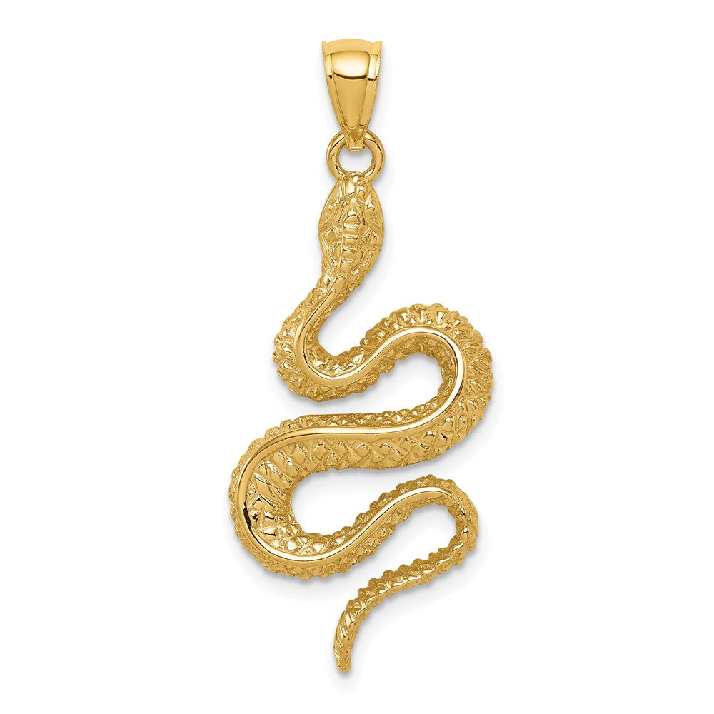 14k Gold Textured Snake Pendant - Charlie & Co. Jewelry