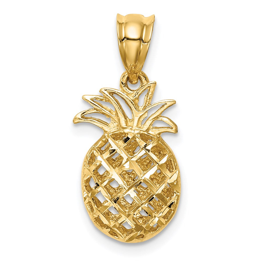 Charlie & Co Jewelry | 14k Polished & Diamond-cut 3d Pineapple Pendant - Model D4535