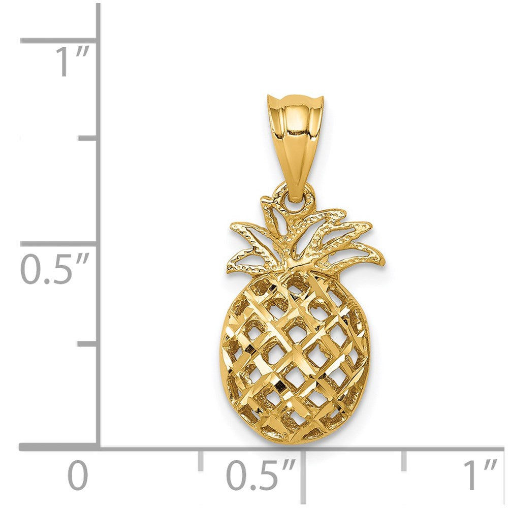 Charlie & Co Jewelry | 14k Polished & Diamond-cut 3d Pineapple Pendant - Model D4535