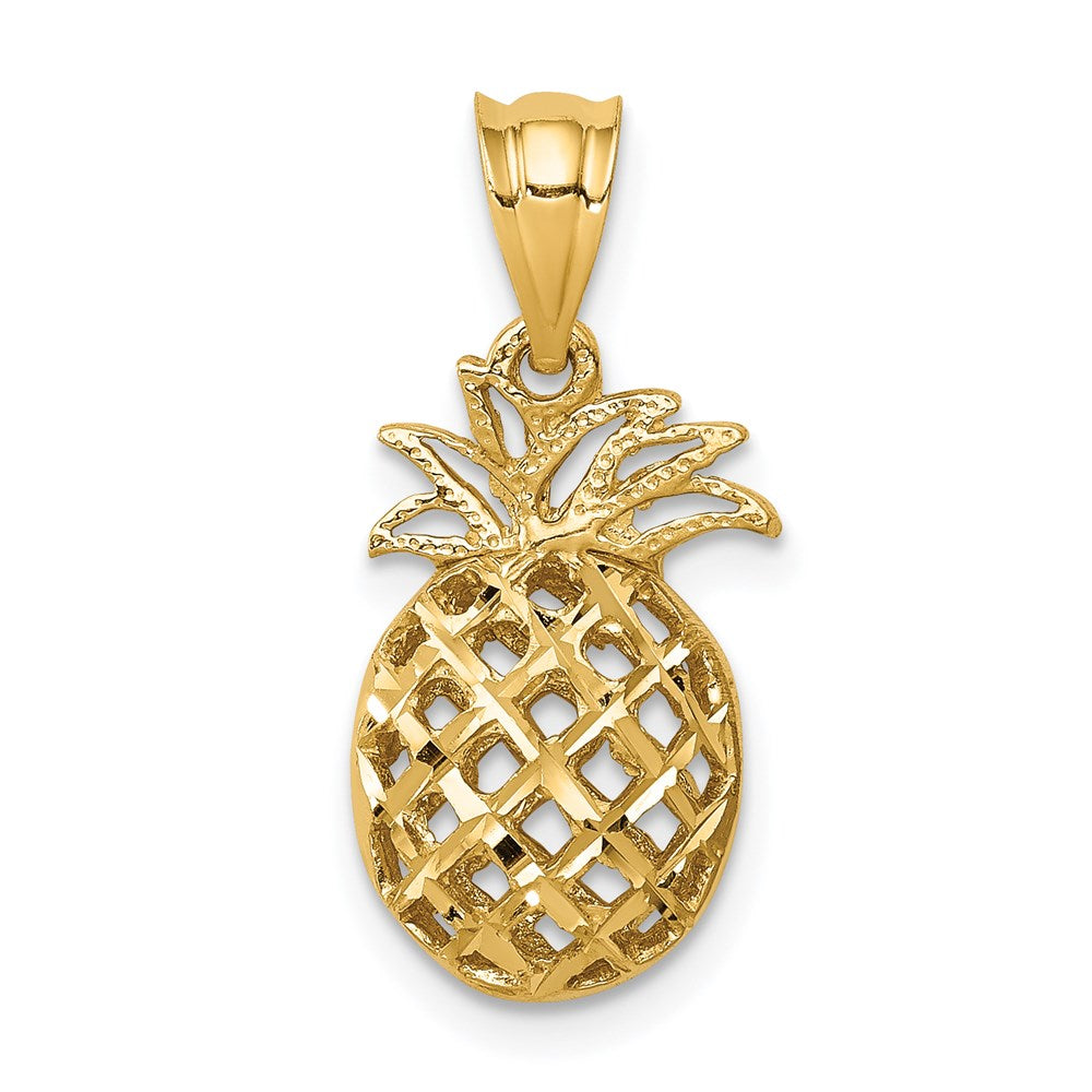 Charlie & Co Jewelry | 14k Polished & Diamond-cut 3d Pineapple Pendant - Model D4535