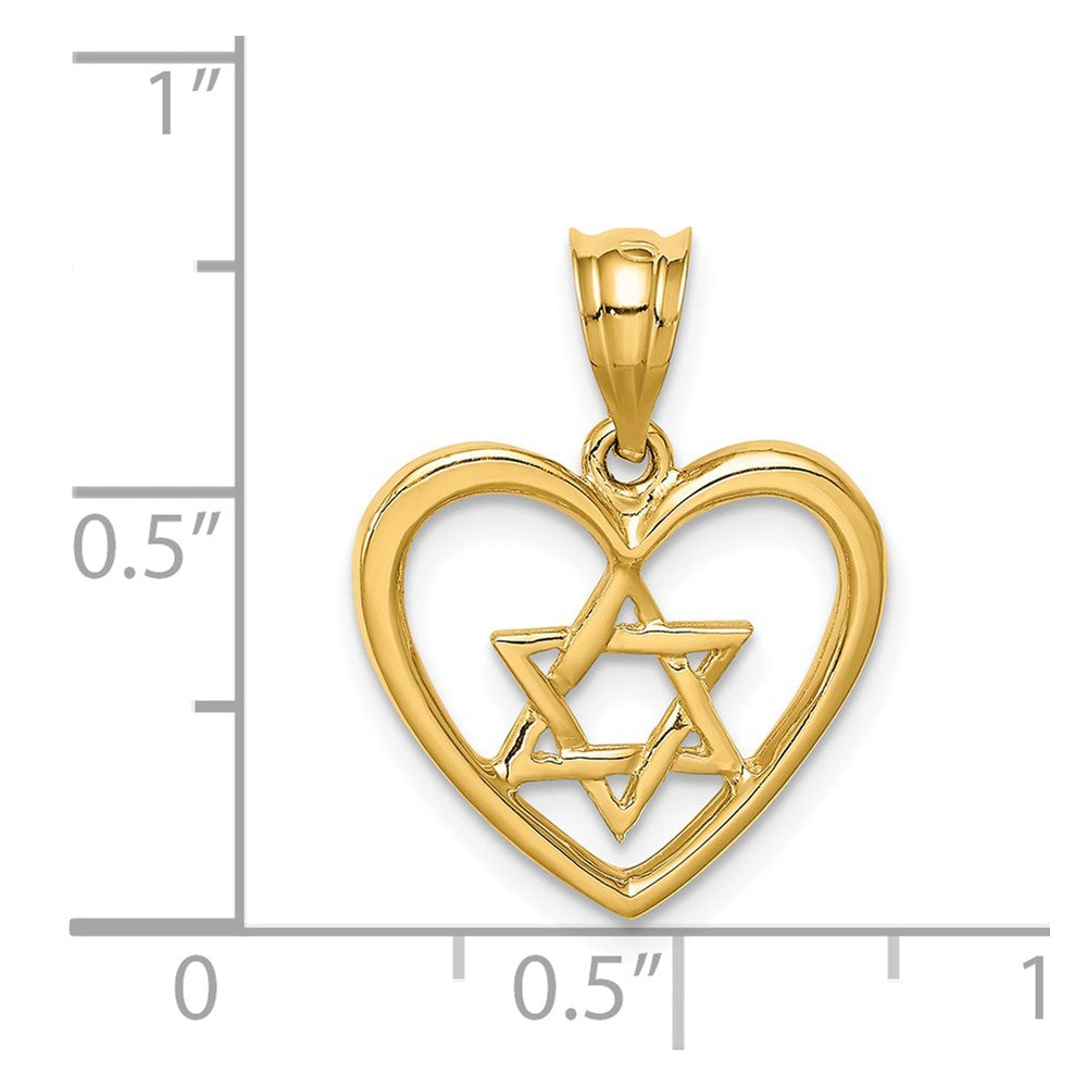 Charlie & Co Jewelry | 14k Polished Star Of David In Heart Pendant - Model D4550
