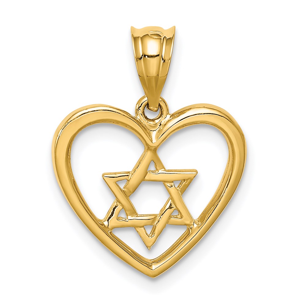 Charlie & Co Jewelry | 14k Polished Star Of David In Heart Pendant - Model D4550