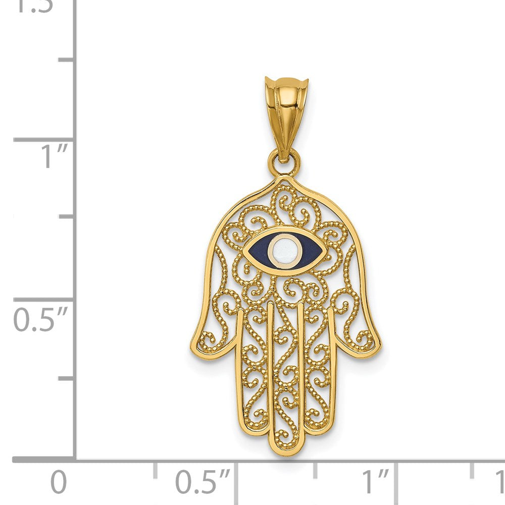 Charlie & Co Jewelry | 14k Polished And Enameled Hamsa Pendant - Model D4553