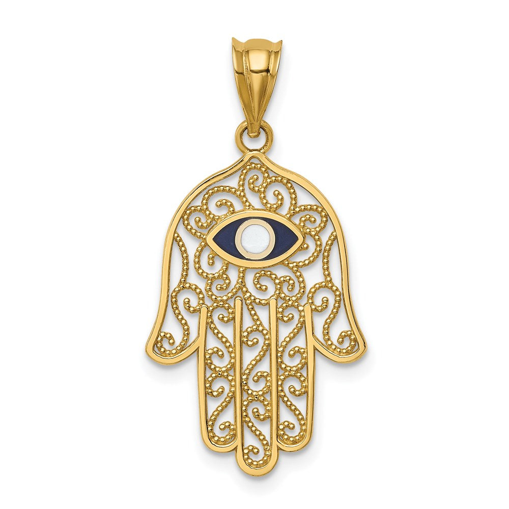 Charlie & Co Jewelry | 14k Polished And Enameled Hamsa Pendant - Model D4553