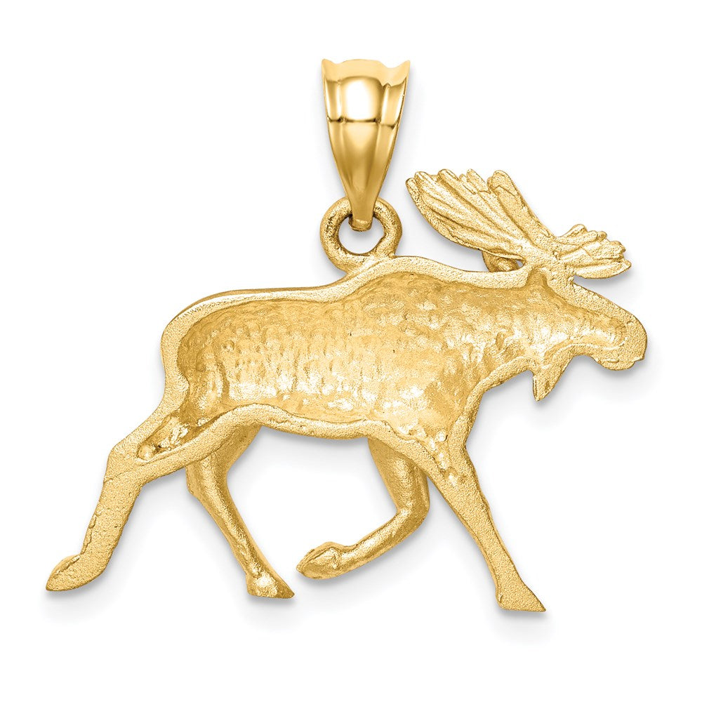 14k Gold Diamond-cut Alaskan Moose Necklace Pendant - Charlie & Co. Jewelry