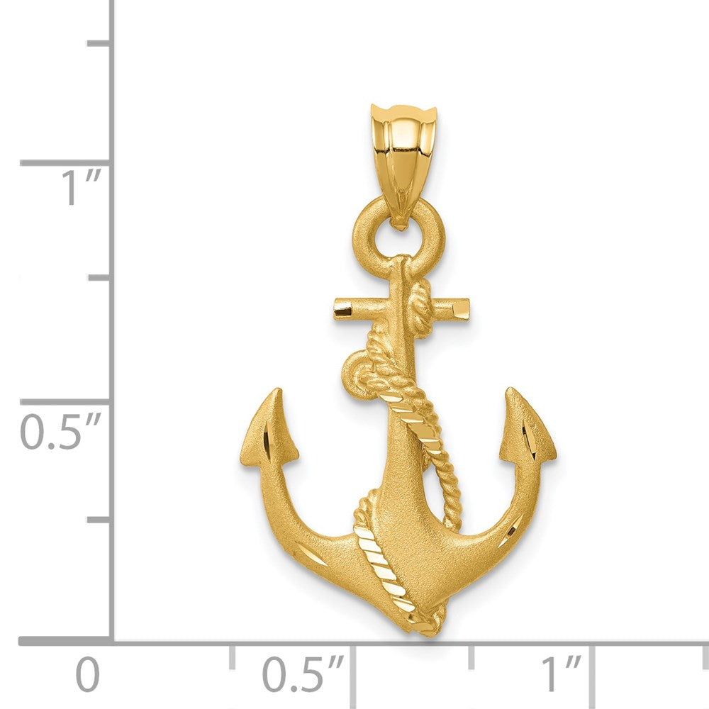 Charlie & Co Jewelry | 14k Brushed & Diamond-cut Anchor Pendant - Model D4603