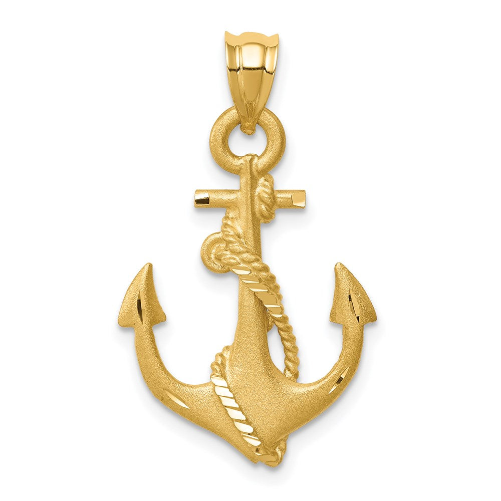 Charlie & Co Jewelry | 14k Brushed & Diamond-cut Anchor Pendant - Model D4603