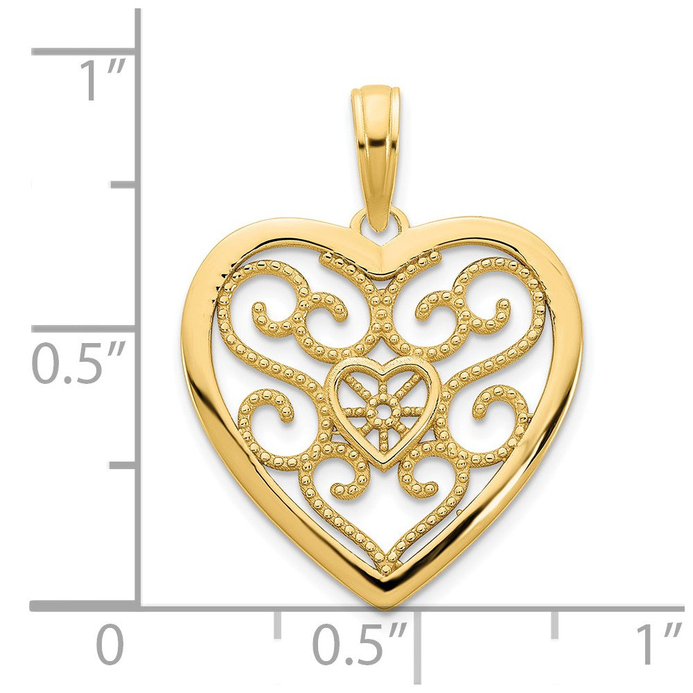 Charlie & Co Jewelry | 14ky Fancy Heart Pendant - Model D5040