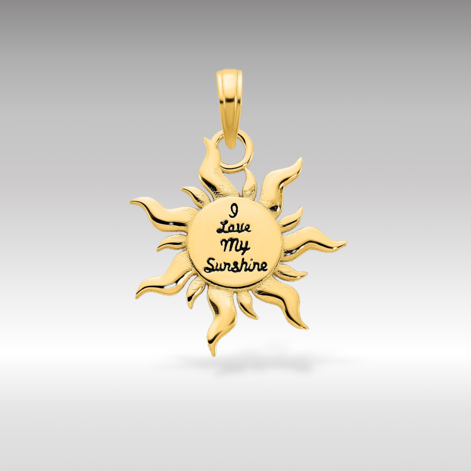 Gold 'I Love My Sunshine' Sun Necklace Charm Model-D5122 - Charlie & Co. Jewelry