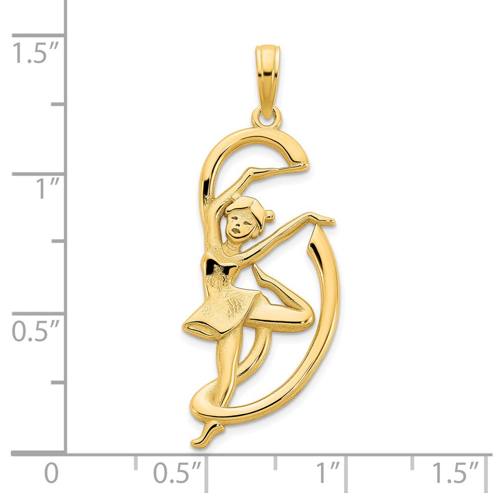 14K Gold Gymnast with Ribbon Necklace Pendant - Charlie & Co. Jewelry