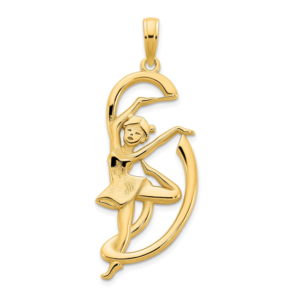 14K Gold Gymnast with Ribbon Necklace Pendant - Charlie & Co. Jewelry