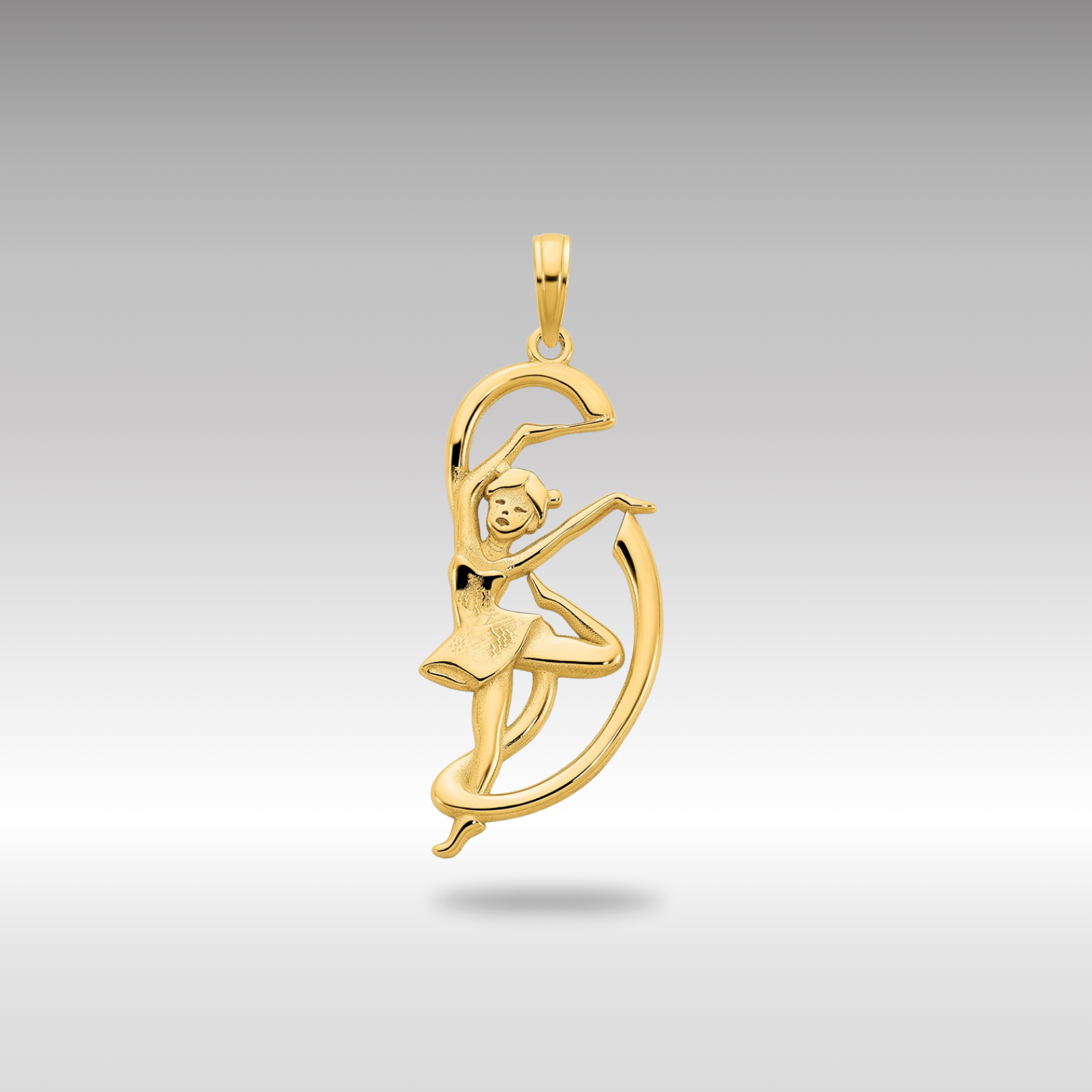 Gold Gymnast with Ribbon Necklace Pendant - Charlie & Co. Jewelry