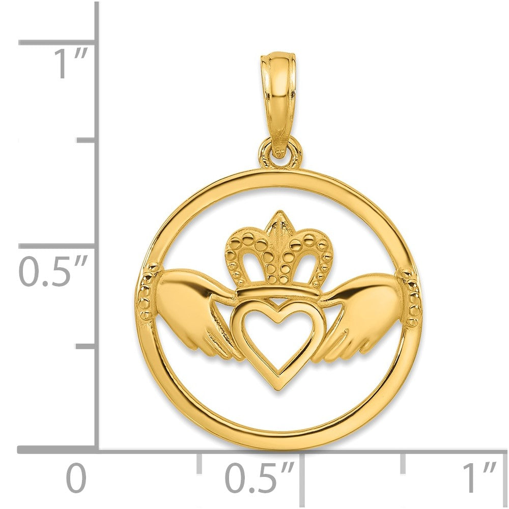 Charlie & Co Jewelry | 14k Claddagh Circle Pendant - Model D5231