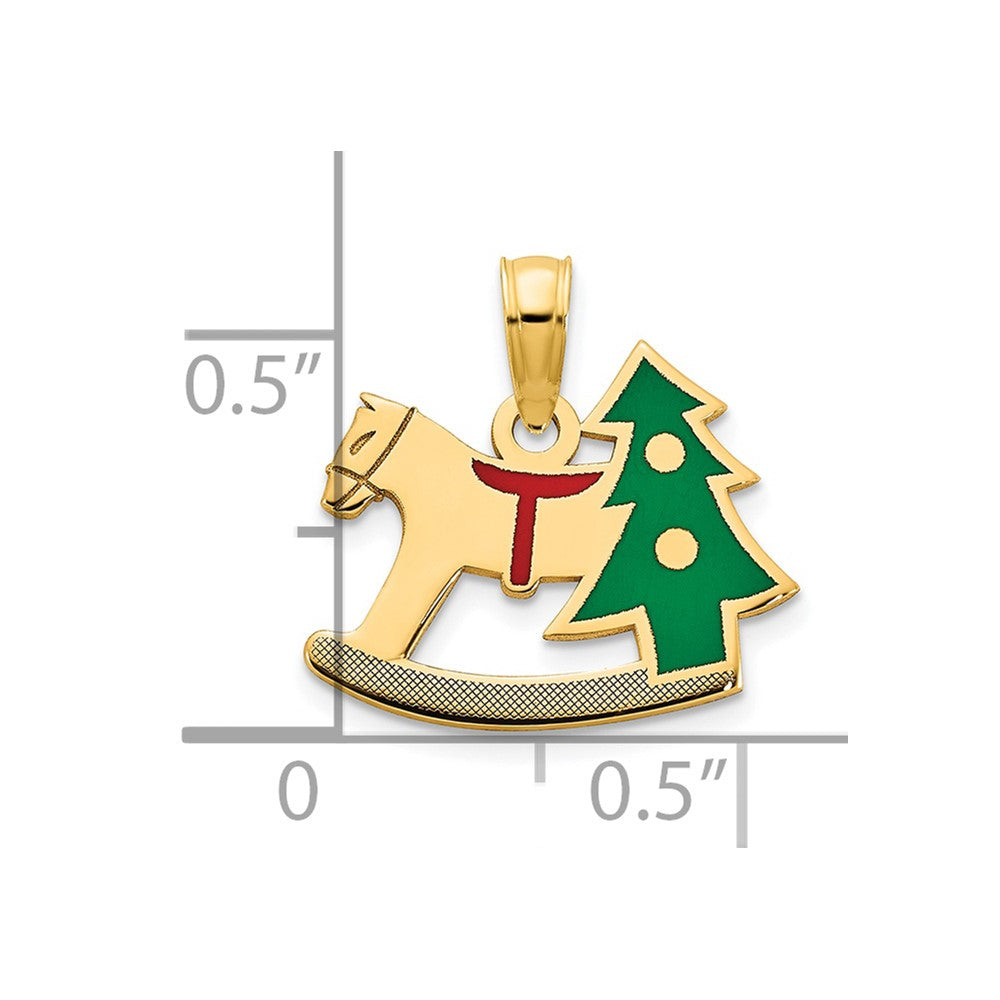 Charlie & Co Jewelry | 14k Polished Epoxy Rocking Horse With Christmas Tree Pendant - Model D5250
