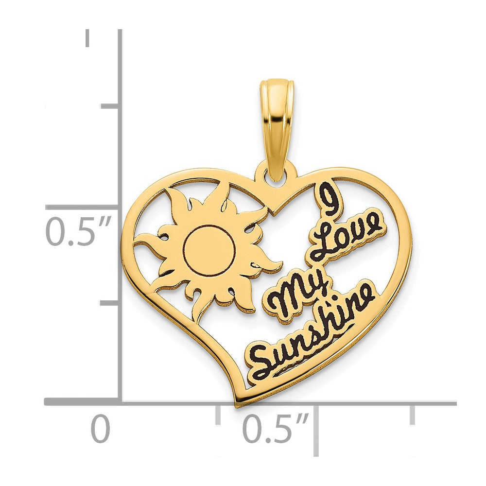 Charlie & Co Jewelry | 14k Epoxy I Love My Sunshine Heart Pendant - Model D5255