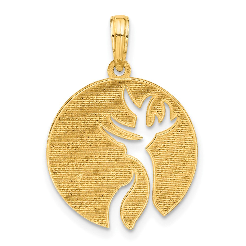 14K Gold Polished Cut-Out Deer Head Circle Pendant Necklace - Charlie & Co. Jewelry