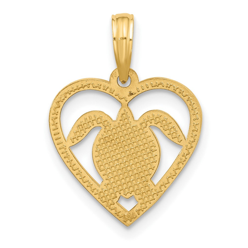 14K Gold Polished Turtle Love Heart Pendant - Charlie & Co. Jewelry