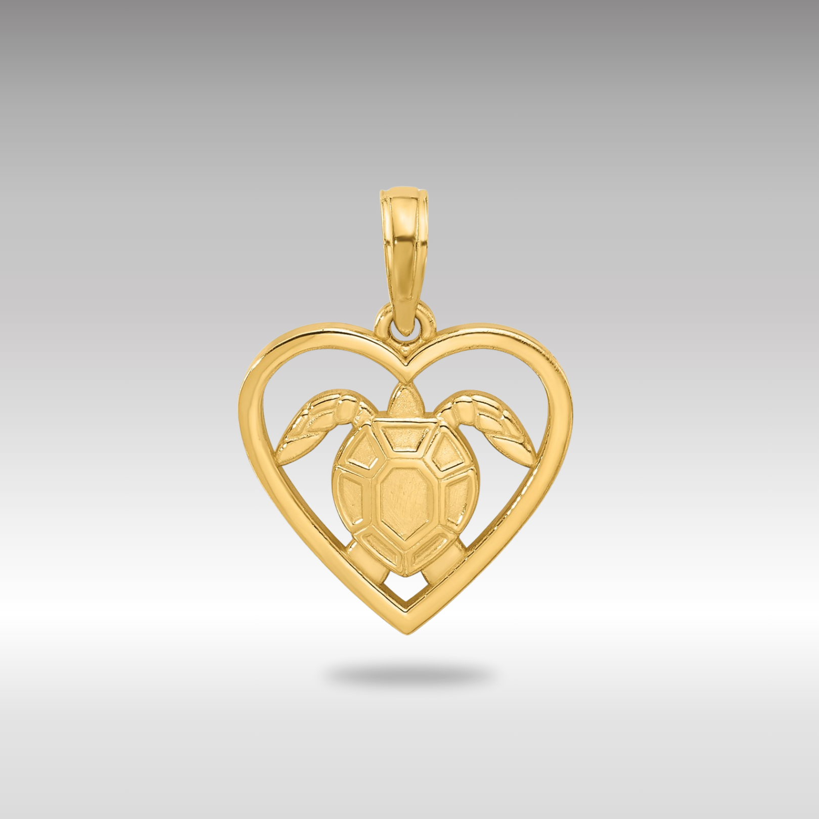 Gold Polished Turtle Love Heart Pendant - Charlie & Co. Jewelry