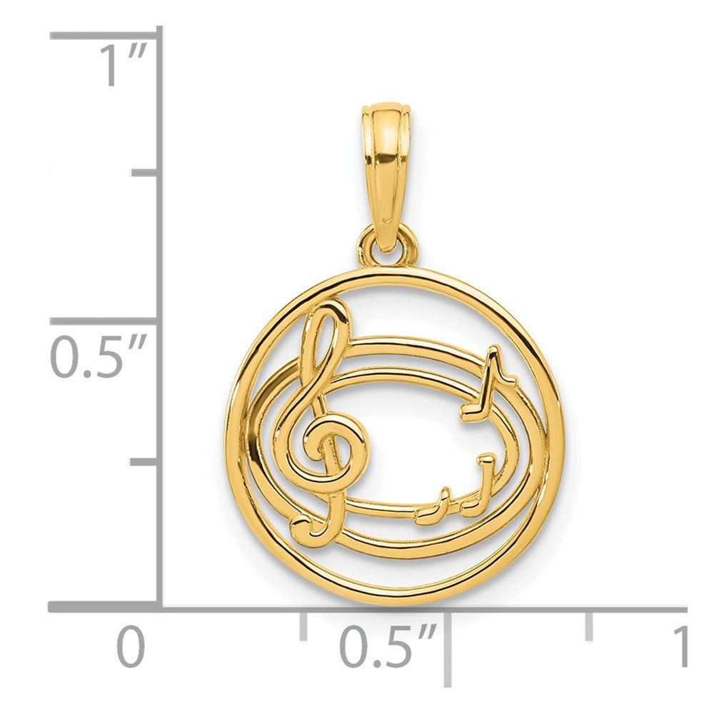 Charlie & Co Jewelry | 14k Polished Music Notes In Circle Pendant - Model D5368