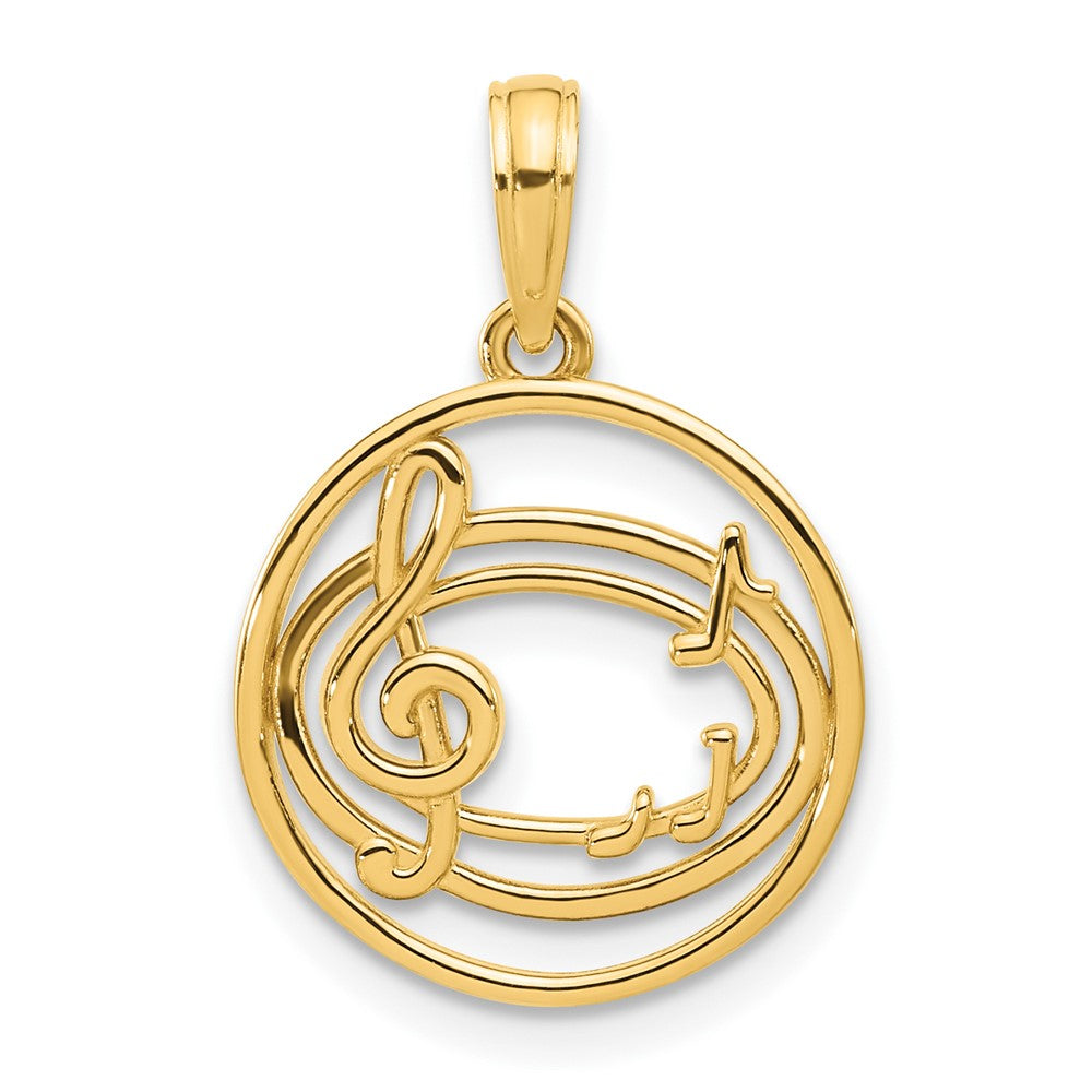 Charlie & Co Jewelry | 14k Polished Music Notes In Circle Pendant - Model D5368