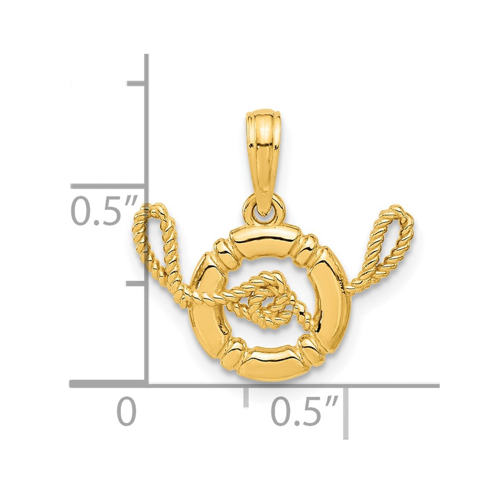 Charlie & Co Jewelry | 14k Polished Life Preserver With Rope Pendant - Model D5372
