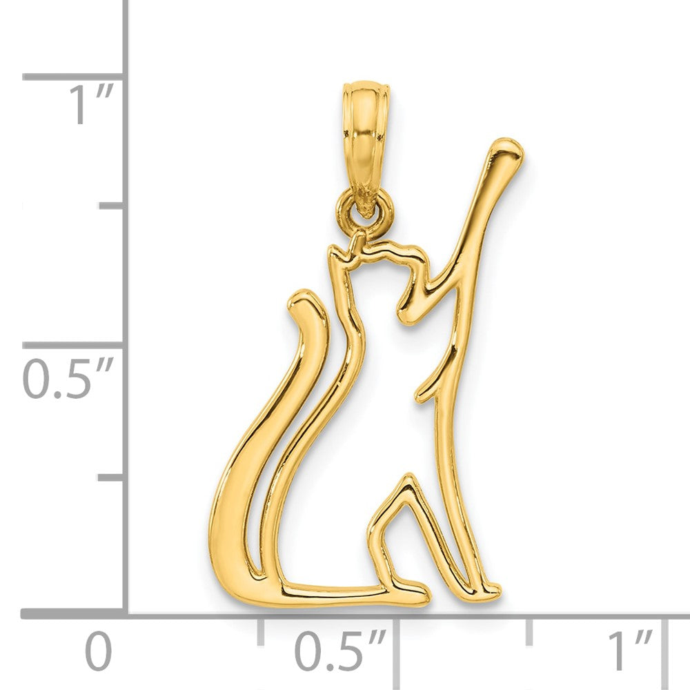 Charlie & Co Jewelry | 14k Polished Cat Reaching Pendant - Model D5382