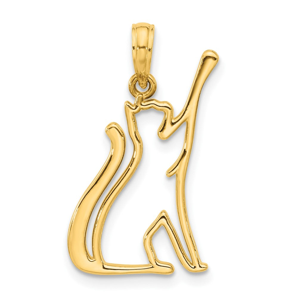 Charlie & Co Jewelry | 14k Polished Cat Reaching Pendant - Model D5382