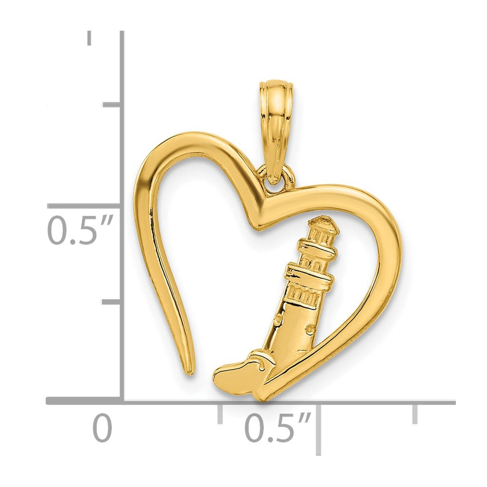 Charlie & Co Jewelry | 14k Polished Lighthouse In Heart Pendant - Model D5388