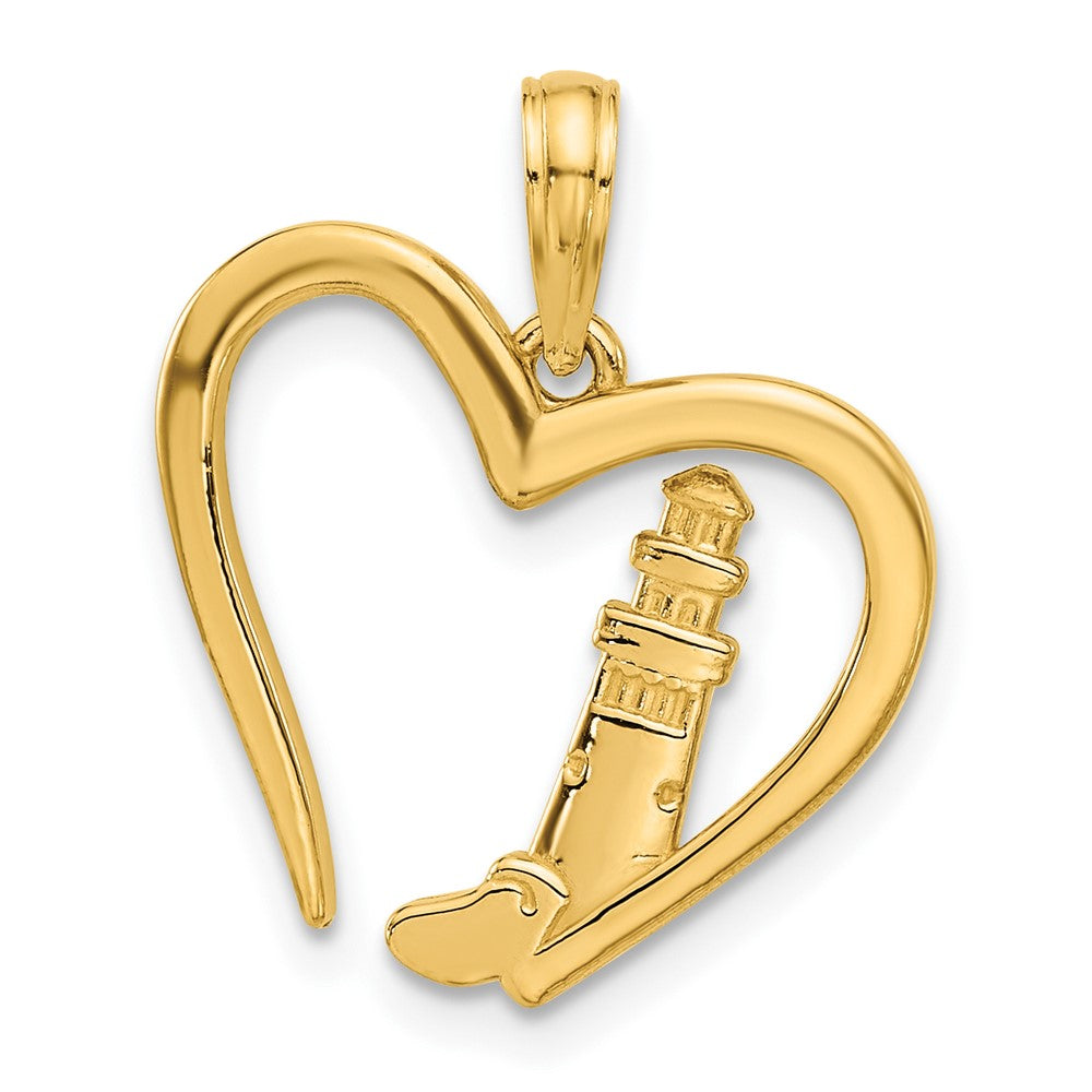 Charlie & Co Jewelry | 14k Polished Lighthouse In Heart Pendant - Model D5388