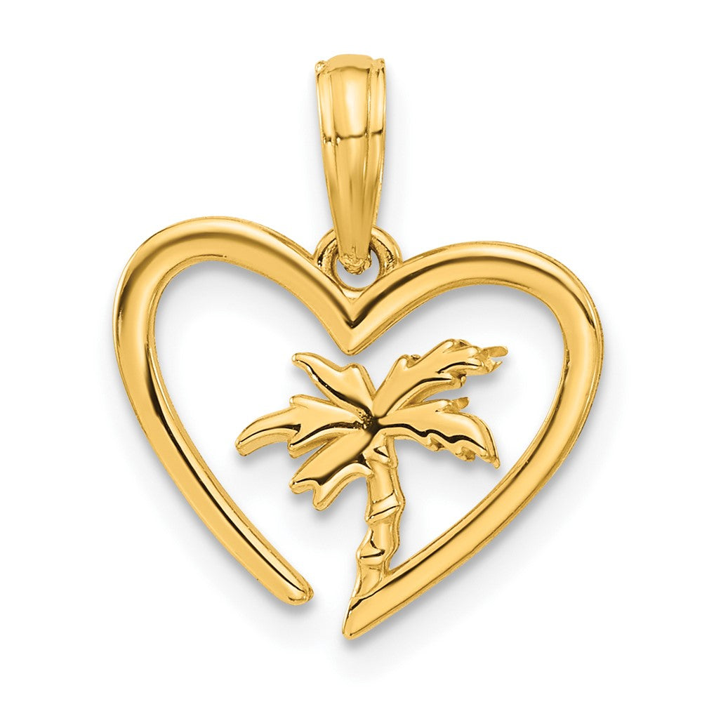 Charlie & Co Jewelry | 14k Polished Palm Tree In Heart Pendant - Model D5404