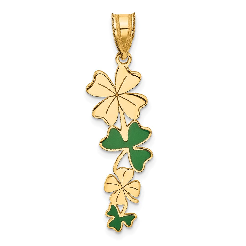 Charlie & Co Jewelry | 14k Polished With Green Enameled Clovers Pendant - Model D5405