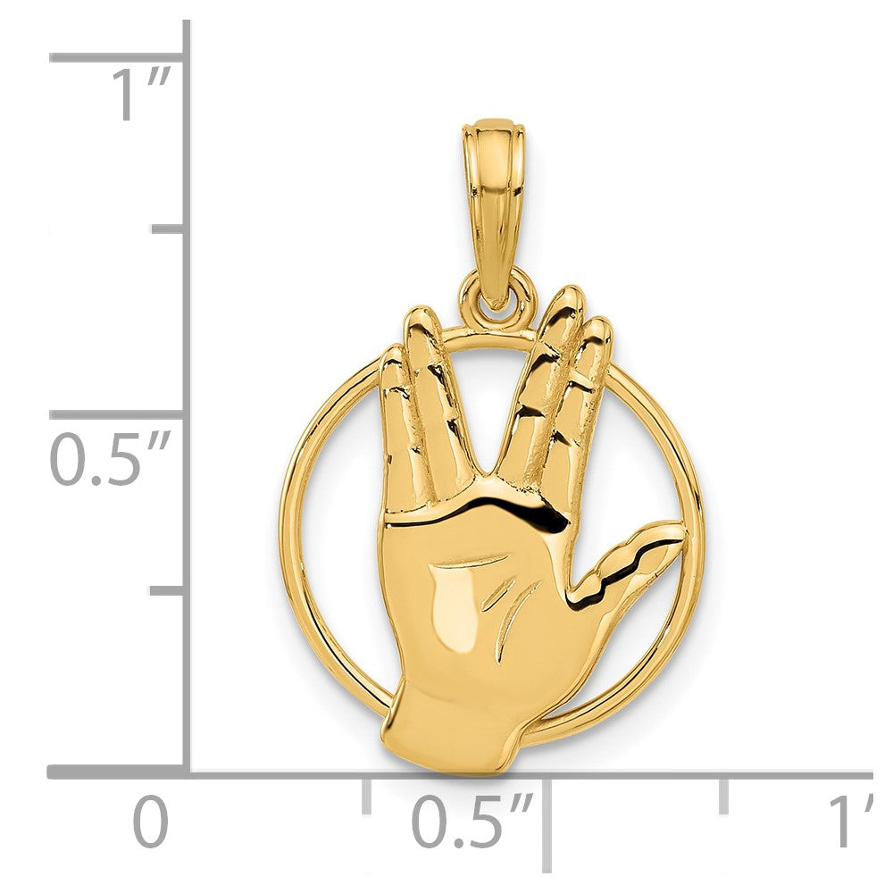 Charlie & Co Jewelry | 14k Polished Hand Gesture In Circle Charm - Model D5475