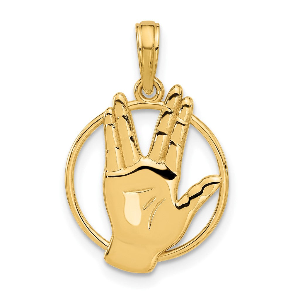 Charlie & Co Jewelry | 14k Polished Hand Gesture In Circle Charm - Model D5475