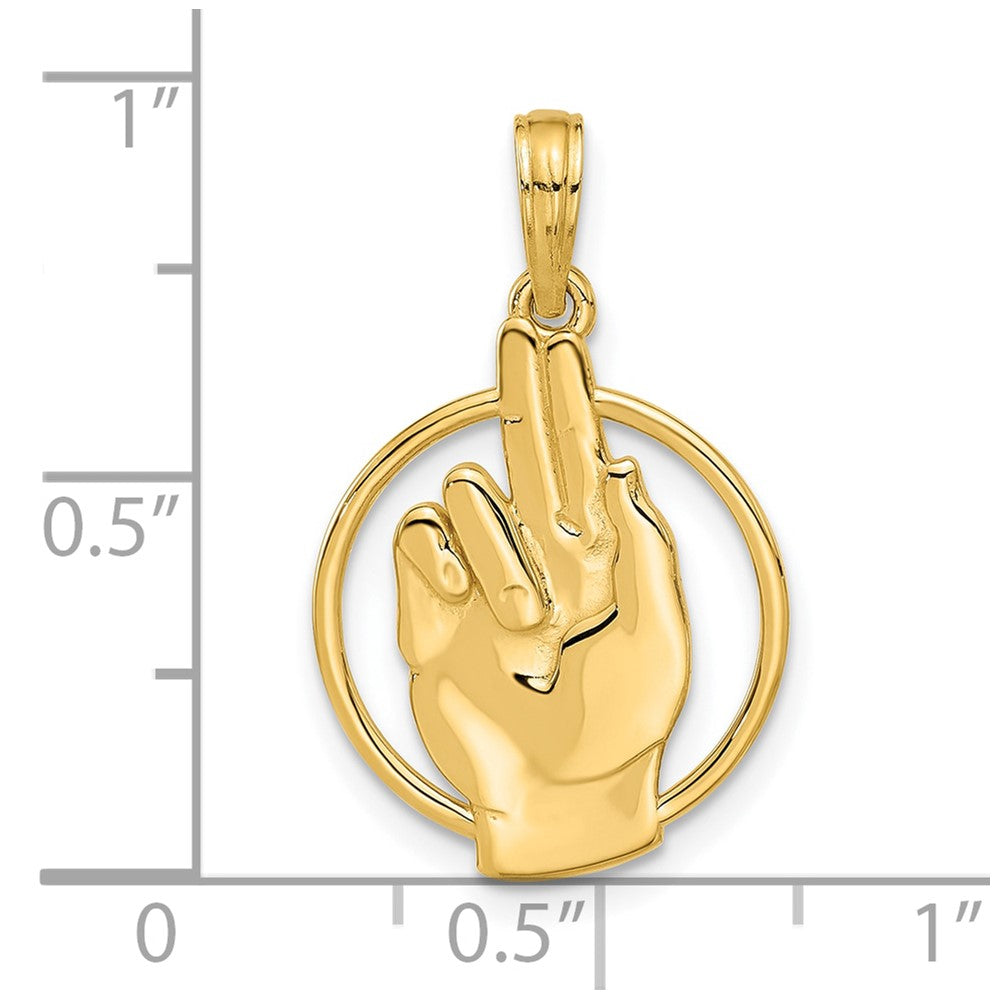Charlie & Co Jewelry | 14k Polished Hand Gesture In Circle Charm - Model D5480