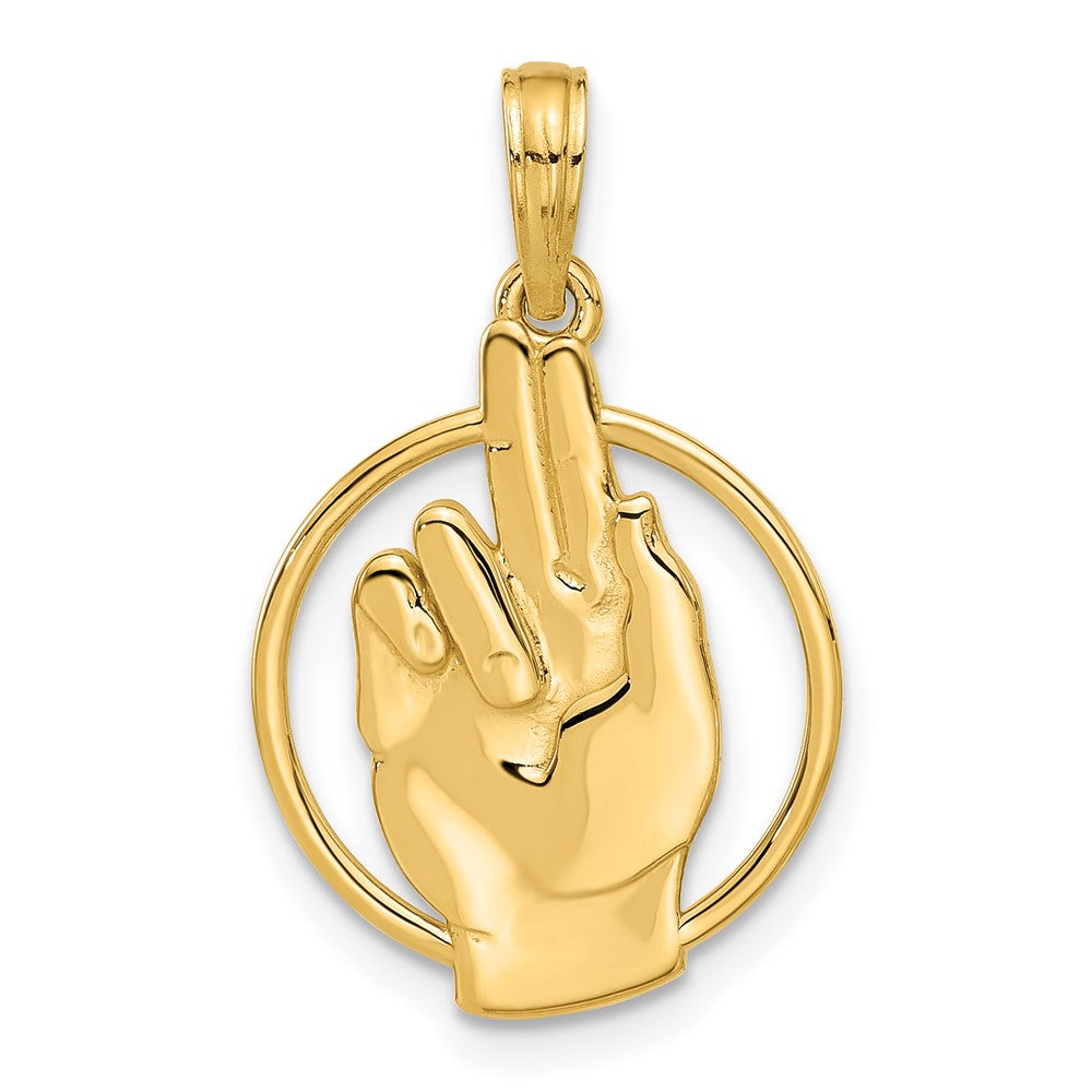 Charlie & Co Jewelry | 14k Polished Hand Gesture In Circle Charm - Model D5480