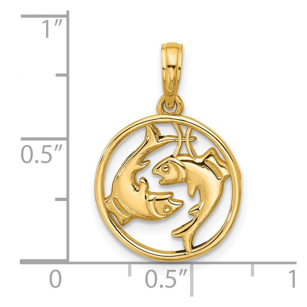 Charlie & Co Jewelry | 14k Polished Round Pisces Pendant - Model D5523