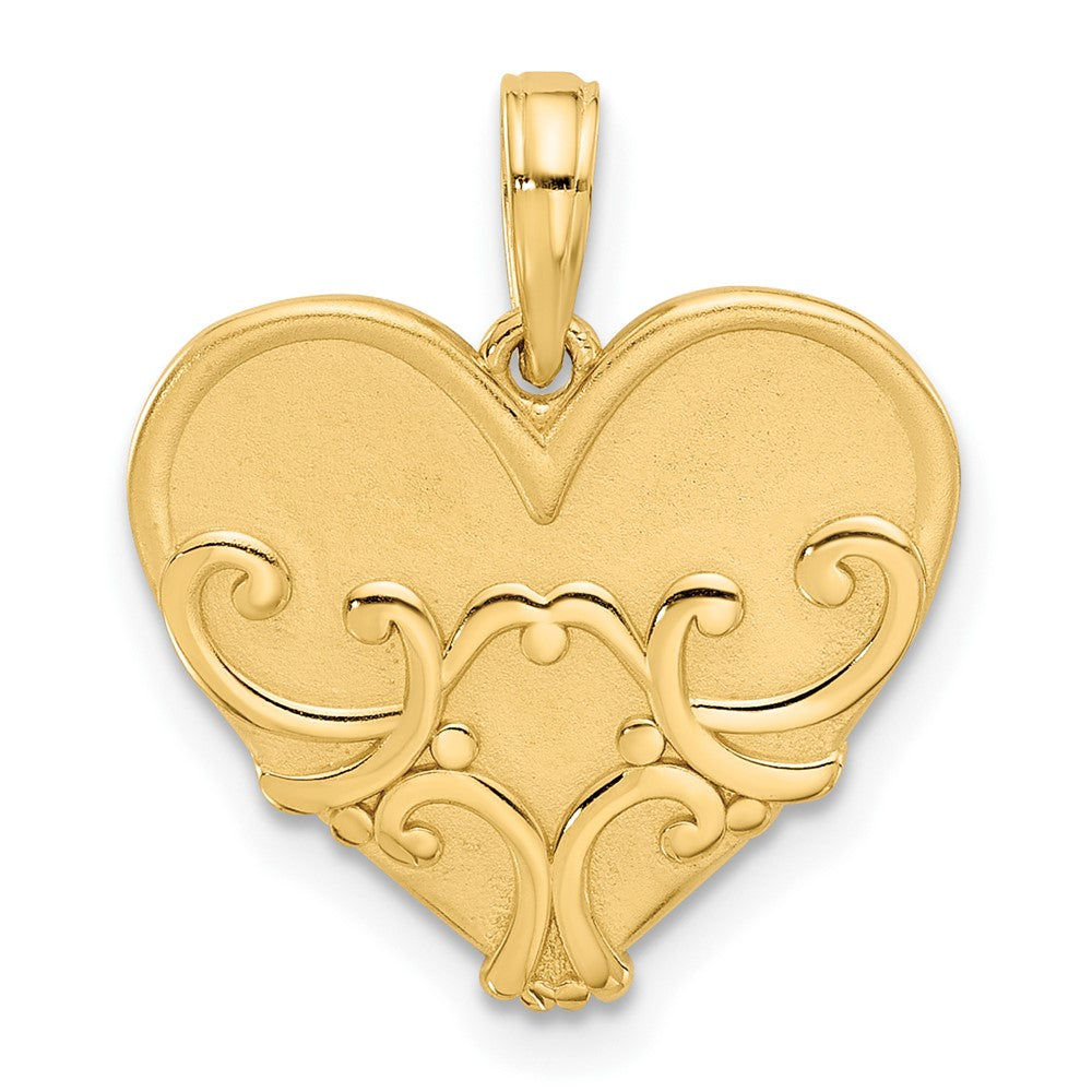 Charlie & Co Jewelry | 14k Polished And Brushed Fancy Heart Charm - Model D5537