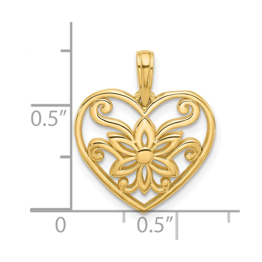 Charlie & Co Jewelry | 14k Polished Fancy Flower And Heart Charm - Model D5558