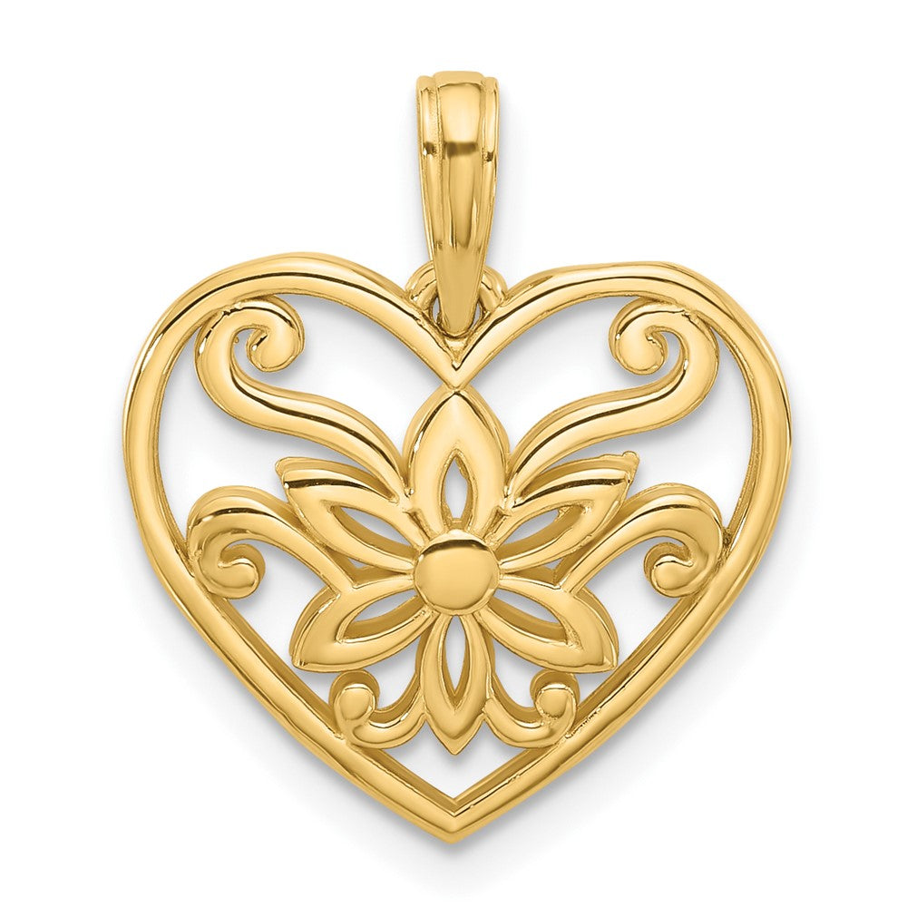 Charlie & Co Jewelry | 14k Polished Fancy Flower And Heart Charm - Model D5558