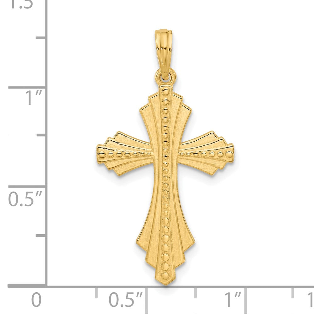 Charlie & Co Jewelry | 14k Polished And Beaded Cross Charm - Model D5560