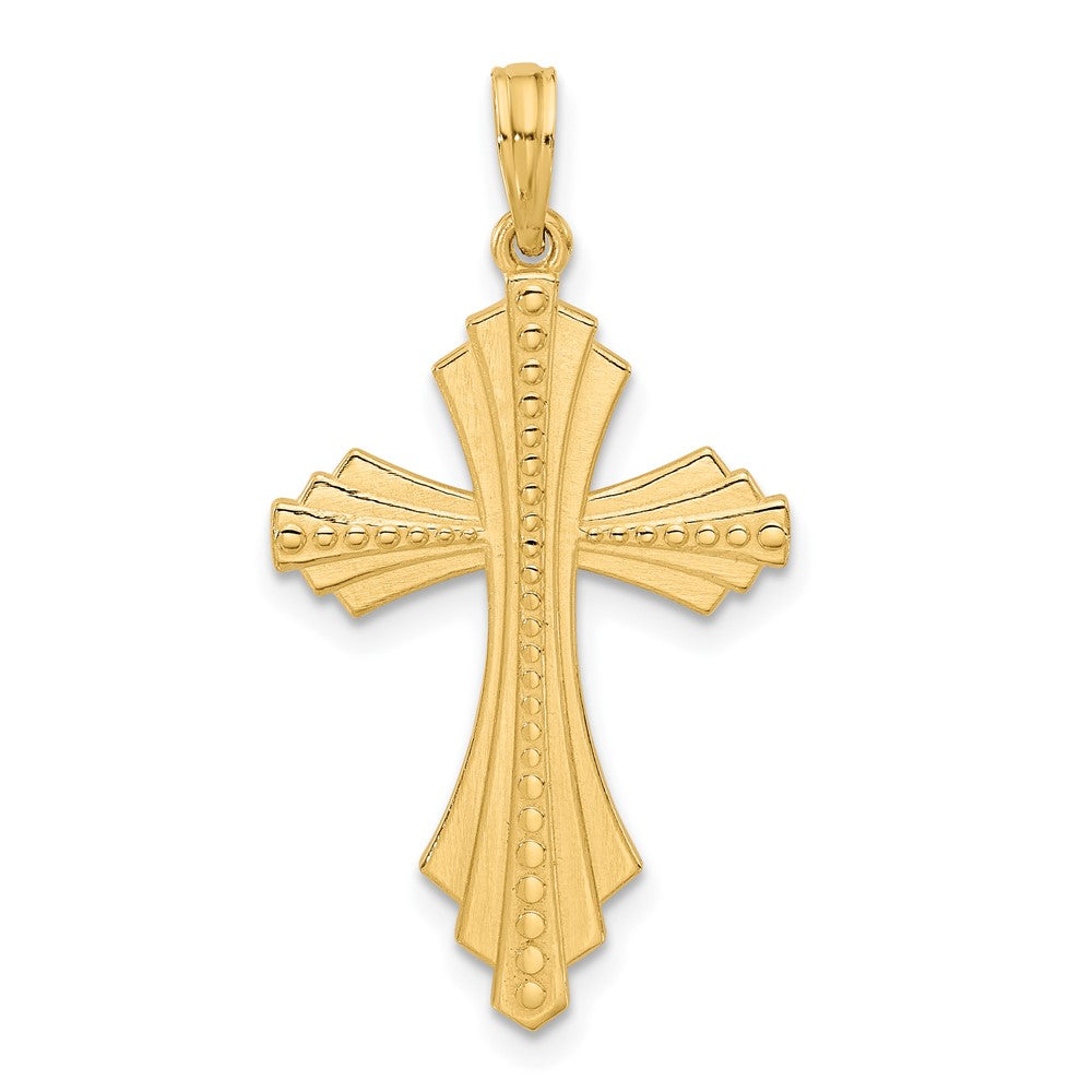 Charlie & Co Jewelry | 14k Polished And Beaded Cross Charm - Model D5560